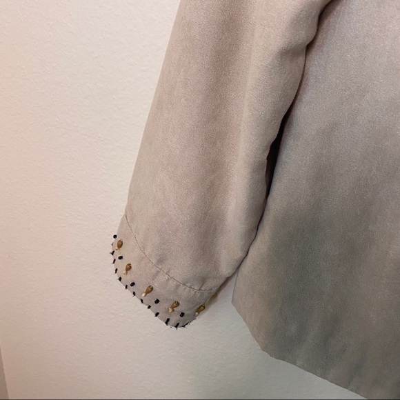 Dress Barn Beaded Tan Suede Jacket Large - Picture 4 of 11